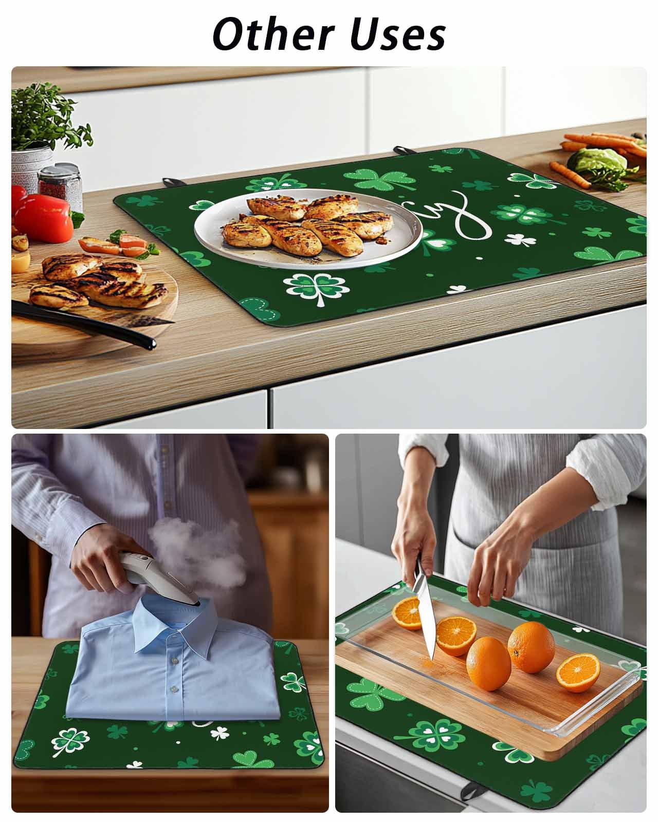 Stove Top Covers for Electric Stove, Lucky Ireland, Glass Stovetop Cover Protector, St. Patrick's Day Spring Shamrock Green Induction Cooktop Protector Oven Mat for Kitchen Countertop 24"x21"