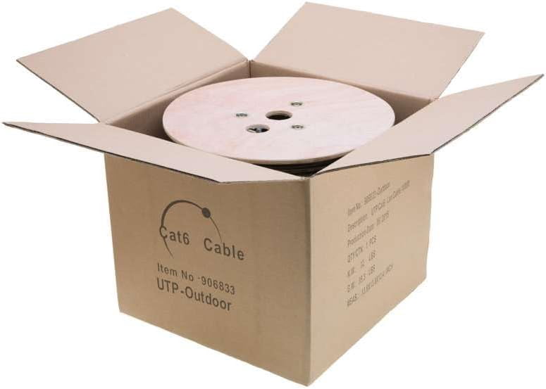 Cables Direct Online 500FT CAT6 Outdoor 23AWG 550MHz UTP Copper Clad Aluminum Solid Bulk Ethernet Cable Direct Burial UV Wire
