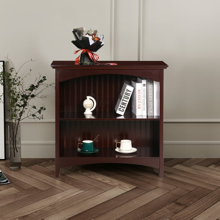 eHemco 2 Tier Bookcase with 2 Arched Supports 29 Inches Height Cherry