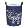 thumbnail image 1 of DouZhe Waterproof Collapsible Large Laundry Baskets, Graffiti Aircraft Airplane Flight Prints Circular Hamper with Handles, 1 of 7