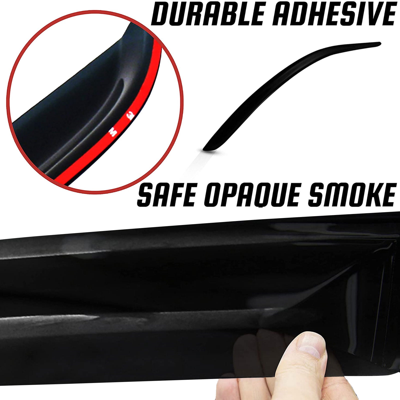JSP Side Window Deflector Strip, Out-Channel Rain Guard for Chevrolet Cruze 2016-2019, Dark Smoke Acrylic, Adhesive Tape Mount Wind/Sun/Rain Shade, Set of 4