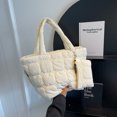 thumbnail image 4 of 6015 Bolso Algodón Ligero Gran Capacidad Con Hilo Bordar Acolchado Versátil E Informal Con Bolso Pequeño para (beige), 4 of 9