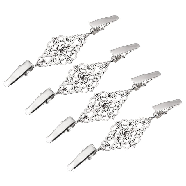 Unique Bargains Lot de 4 Pinces à Chandail Pinces à Col de Cardigan Rétro Pinces à Chemise Pinces à Robes (Argent)