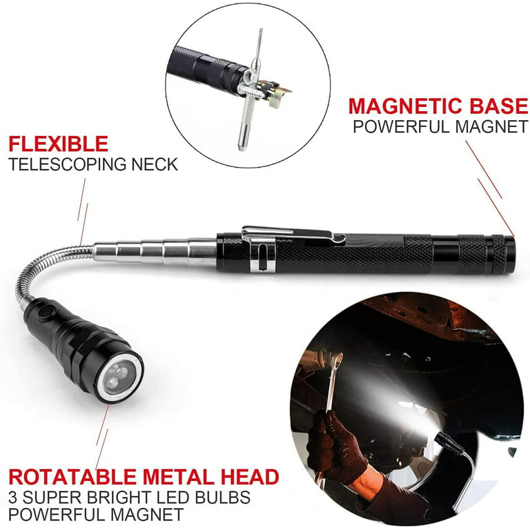 Jishi Magnetic Pickup Tool Gifts for Men Dad Him Husband Birthday,  Telescoping LED Extendable Flashlight with Magnet, Useful Cool Gadgets  Unique