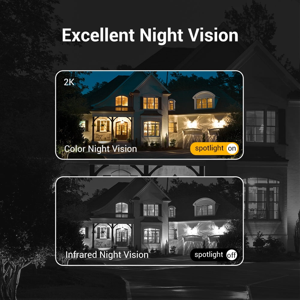 BoyKeep 2K Security Camera Outdoor, 2.4GHz Wi-Fi 360° View Pan/Tilt Wired Camera for Home Security Outside with Phone App, 24/7 Recording, Color Night Vision, Motion Detection, 2-Way Talk, 4PCS