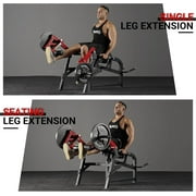 GMWD Leg Extension and Curl Machine, Single Leg Extension, Lying Leg Curl, Standing Leg Curl, Adjustable Leg Exercise Bench with Plate Loaded, Leg Machine Home Gym