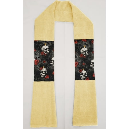 

Skulls Webs & Roses Kitchen Towel Boa / Scarf (Yellow)