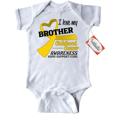 Hope Infant Bodysuit - Inktastic I Love My Brother- Childhood Cancer Awareness- Hope, Infant Creeper Baby Bodysuit Sister Big Little Pediatric Support Family Fight Cure Care Gold Ribbon Gift One-piece
