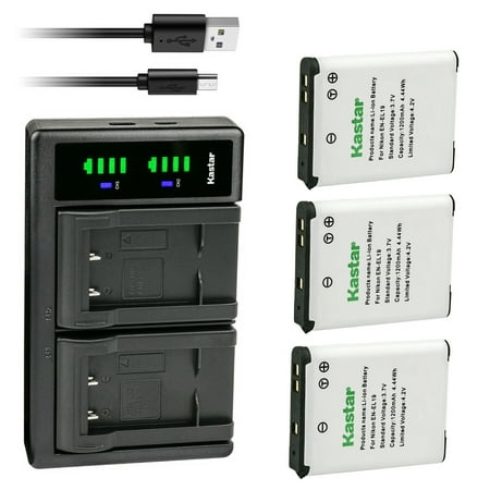 Kastar 3-Pack EN-EL19 Battery and LTD2 USB Charger Replacement for Nikon Coolpix S4200 Coolpix S4300 Coolpix S4400 Coolpix S5200 Coolpix S5300 Coolpix S6400 Coolpix S6500 Coolpix S6600 Camera