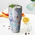 thumbnail image 3 of 30oz Light Purple Butterfly Pattern Tumblers Stainless Steel Tumbler with Lid and Straw,Vacuum Insulated Double Wall Travel Tumbler Cups Mug with Cleaning Brush for Coffee,Tea, 3 of 7