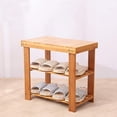 thumbnail image 2 of Bosonshop 2- Tier Bamboo Shoe Bench Rack Shoe Storage 19.7" x 10.6" x 17.5" (L x W x H), 2 of 5