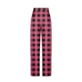 thumbnail image 5 of Lenpel Women's Casual Plaid Pants Elastic High Waisted Drawstring Printed Wide Leg Sweatpants Baggy Lounge Trousers, 5 of 5