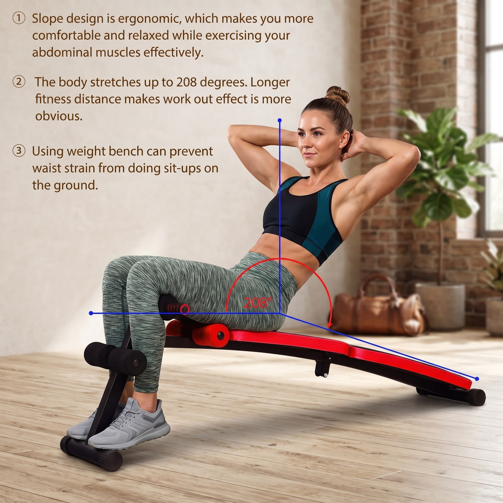 Airfind Abdominal Twister Trainer with 3-Level Adjustable Bench, Iron Frame Core Ab Workout Machine for Home Gym, 441 lbs Capacity, Red