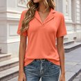 thumbnail image 4 of vigerkar Women's Polo Shirts Lapel Collar V Neck Short Sleeve Blouse Dressy Casual Tunic Tops (Red, M), 4 of 7