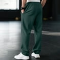 thumbnail image 5 of Mens Fleece Wide Leg Sweatpants - Open Bottom, Pockets, Loose Fit for Workout, Running & Casual Occasions Dark Green XL, 5 of 5