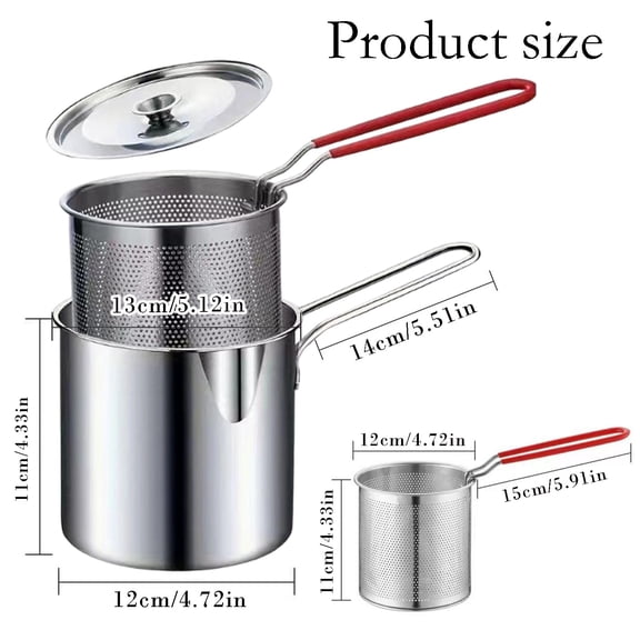 Clearance Under $6 Stainless Steel Deep Fryer Set with Drain Basket