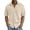 Beige, variant on Men's Short Sleeve Button Down Shirt, Cotton Solid Color Textured Pleated Casual Shirt, Lightweight Loose Fit Beach Vacation Top for Men, Double Layer Crinkle Shirt Beige L
