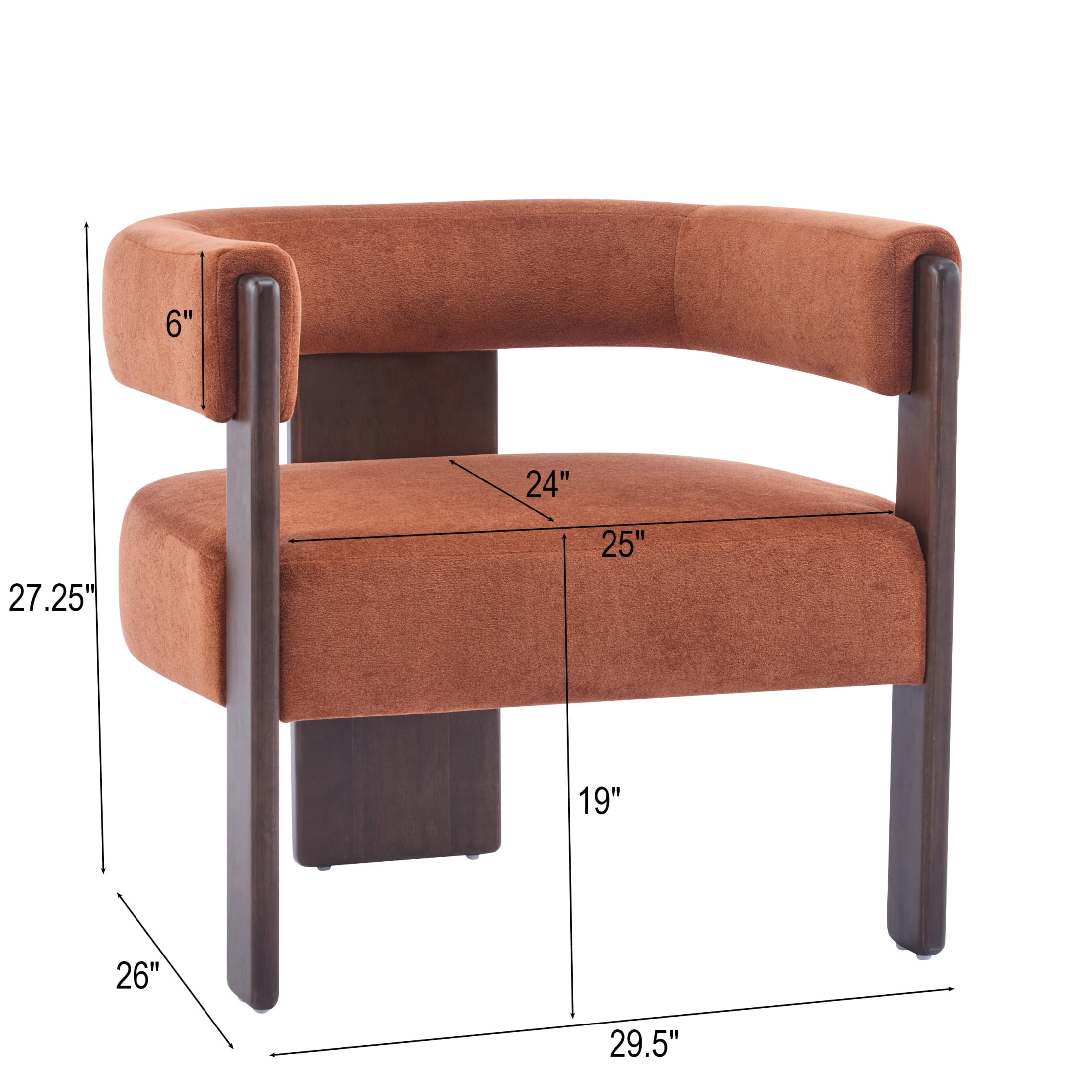 Christopher Knight Home Modern Velvet Upholstered Accent Armchair with Barrel Back, Wood Legs, Burnt Orange, Set of 2
