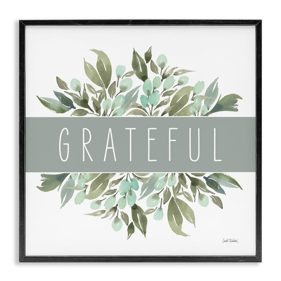 Stupell Industries Farmhouse Grateful Cottage Florals Black Framed Giclee Art, 12 x 12, by Leslie Trimbach
