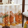 thumbnail image 2 of Fall Round Tablecloth, Thanksgiving Autumn Harvest Pumpkin Buffalo Plaid Table Cloth, Stain Resistant Washable Table Cover for Party/Dining/Holiday- Orange Checkered, 70 Inch, 2 of 6