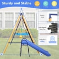 thumbnail image 4 of 6in1 Swing Set for Outside, Heavy Duty A-Frame Metal Swing Set with Climbing Ladder and Nets, Glider, Basket, Gym Ring, Hammock Swing and Belt Swing, Backyard Playground Set for Kids Age 3-12, 4 of 8