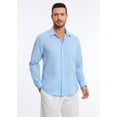 thumbnail image 6 of Men's Cotton Linen Shirt Casual Long Sleeve Button Down Shirt Summer Beach Wedding Shirts with Pocket, 6 of 9