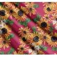 thumbnail image 3 of Soimoi Pink Cotton Poplin Fabric Leaves & Sunflower Floral Decor Fabric Printed Yard 42 Inch Wide, 3 of 7