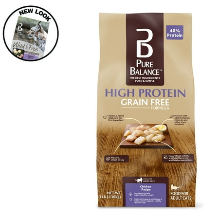 Pure Balance High Protein Grain Free Formula Food for Cats, Chicken Recipe, 3 lb