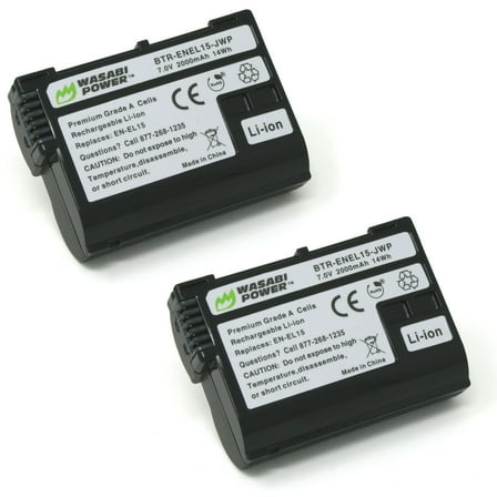 Wasabi Power Battery for Nikon EN-EL15, EN-EL15a, EN-EL15b, EN-EL15c (2-Pack)