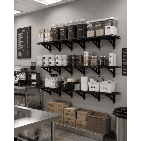 4 Pack Metal Garage Wall Shelves, 36"W x 24"D Reinforced Wall Mounted Storage Unit, Multipurpose Floating Shelving for Garage Basement Kitchen