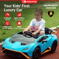 thumbnail image 2 of Gyrocopters Lamborghini Licensed 2 Seater Kids Ride on Car | 12V Electric Vehicle with Stories, Music | Powered Ride on Car for Kids with Parental Remote Control, LED Lights | Blue, 2 of 8