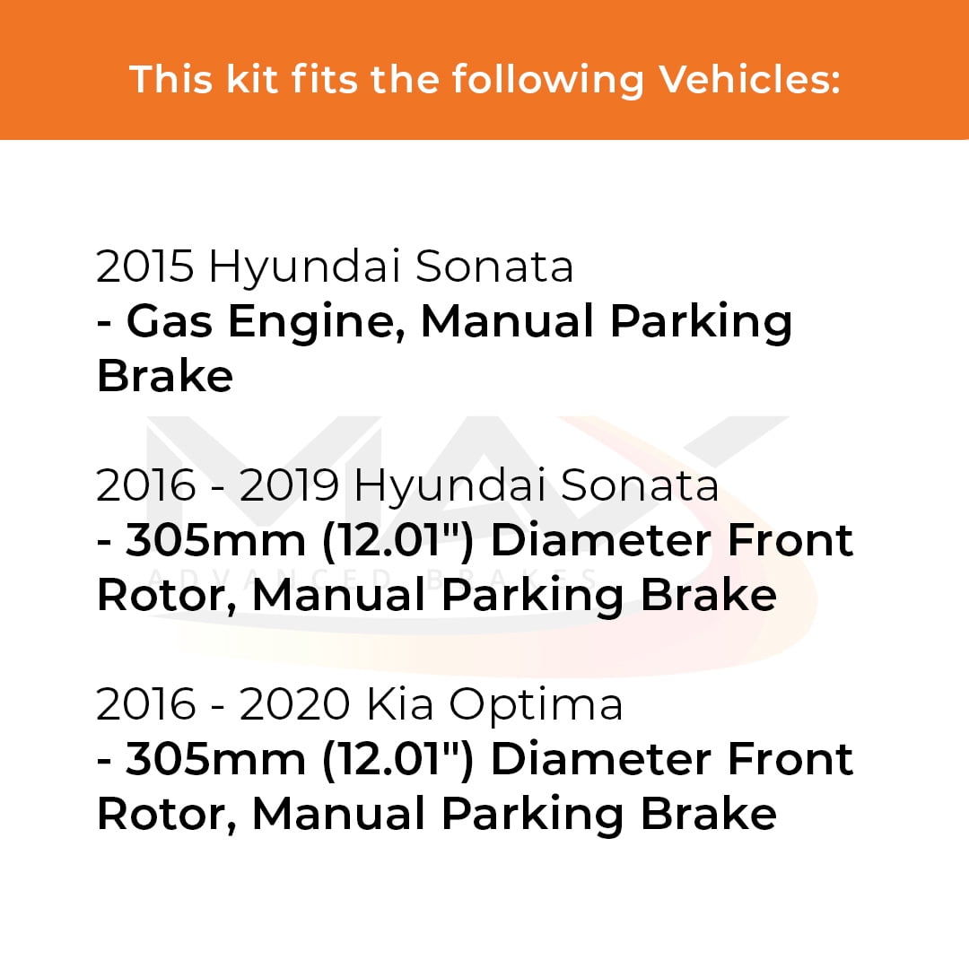 MAX Advanced Brakes - Brake Kit For 2015-2019 Hyundai Sonata (MPB) | Carbon Ceramic Brake and Rotor Kit Front and Rear | Daily Driving OE Replacement Brake Rotors
