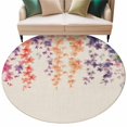 thumbnail image 2 of Round Area Rug 8ft,Watercolor Pastoral Wildflowers Washable Carpet Non-Slip Runner Accent Rugs Indoor Floor Mat for Bedroom Living Room Decor,Floral on Vintage Linen, 2 of 9