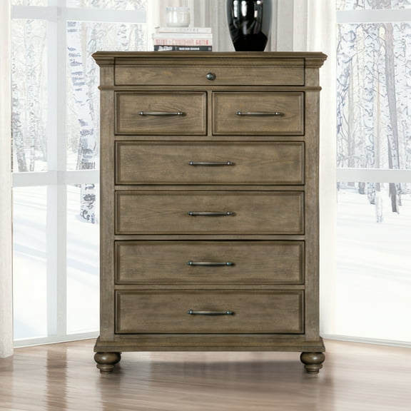 Furniture of America Ulyne Traditional 7-Drawer Vertical Dresser, Aged Oak