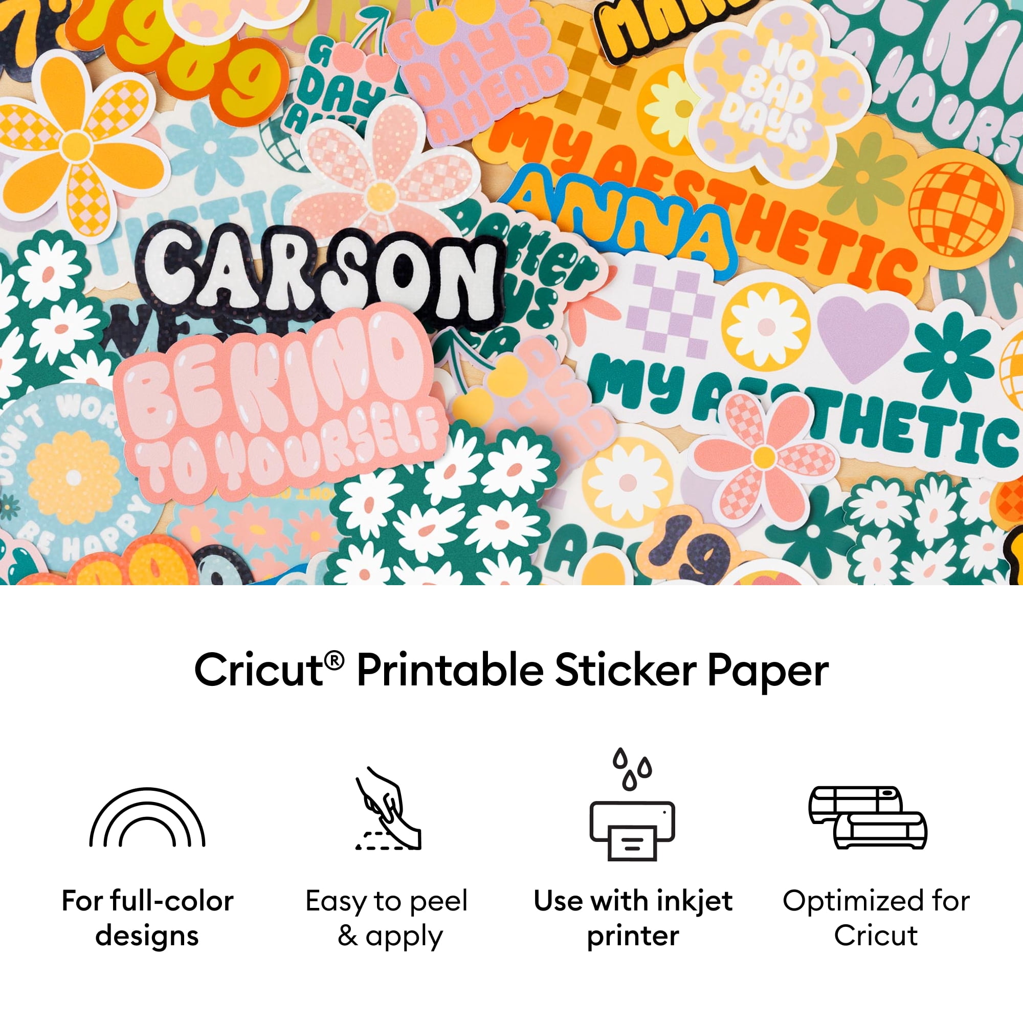 Cricut Waterproof Holographic Sticker Set- White (8)