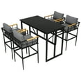 thumbnail image 4 of Harper & Bright Designs Iron Outdoor Counter Height Dining Set for 4, 5 Pieces All-Weather Patio Dining Furniture Set with Table and 4 Chairs for Pub Backyard Balcony Garden, Gray, 4 of 17