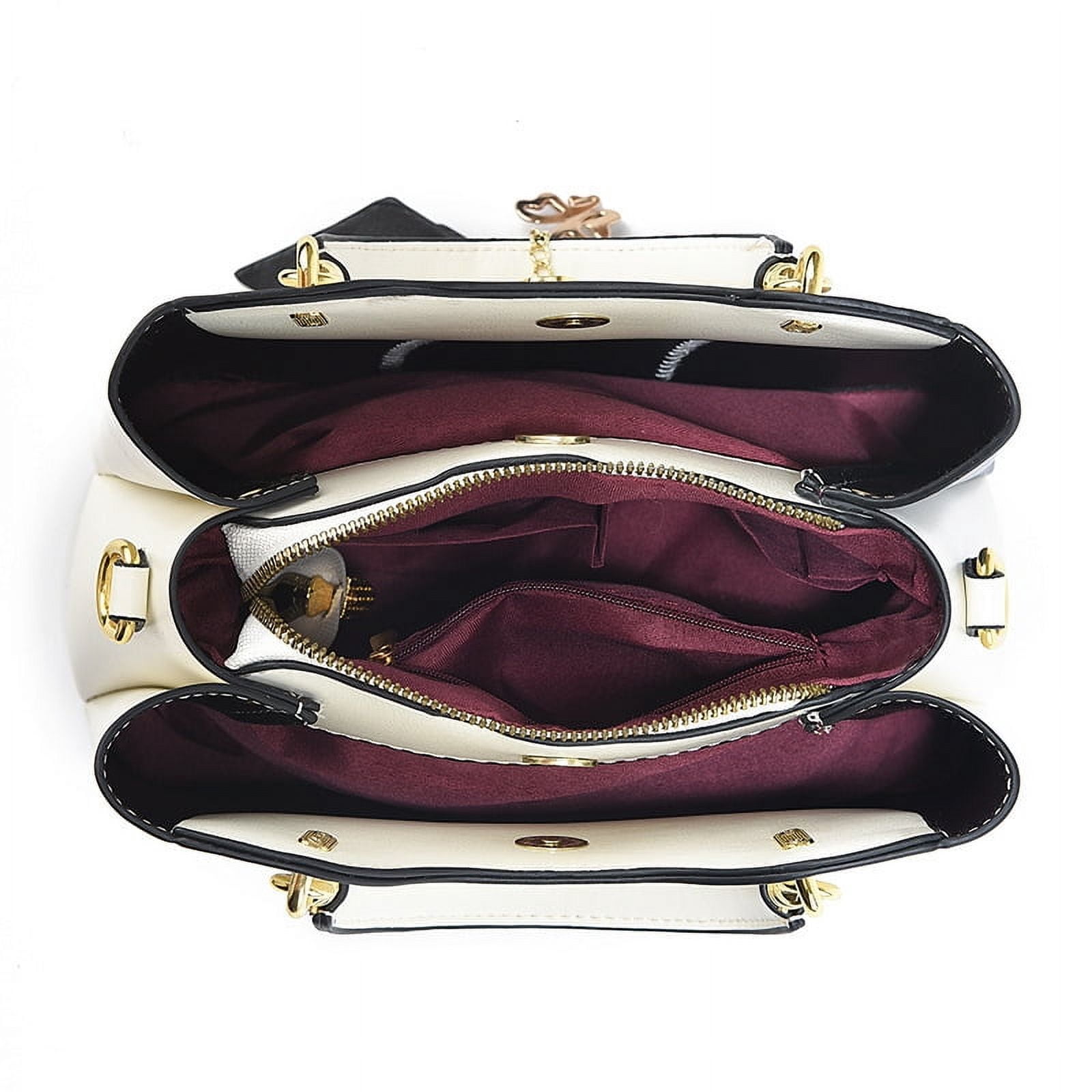 3 Zippered Compartments Purses and Handbags for Women Top Handle Satchel Shoulder Ladies Bags