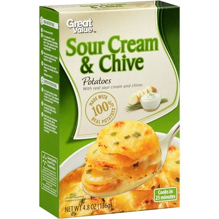 Great Value Sour Cream & Chive Instant Mashed Potatoes, 4.8 oz ...