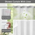 thumbnail image 4 of No Hook Shower Curtain with Snap in Liner Set Cotton and Linen Blend Shower Curtain for Bathroom Boho Farmhouse Black Striped 75" L x 72" W, 4 of 6