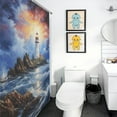 thumbnail image 3 of Lighthouse Sunrise Coast Scenery Pale Blue Tan Shower Curtain Modern Home Bathroom Bathtub Decor Waterproof Fabric with 12PCS Hooks, 3 of 5