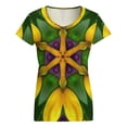 thumbnail image 5 of Yellow Flower Symmetric Kaleidoscope Design Women's Blouse Short Sleeve Women's Top T-Shirt Spring Summer Clothes, 5 of 7