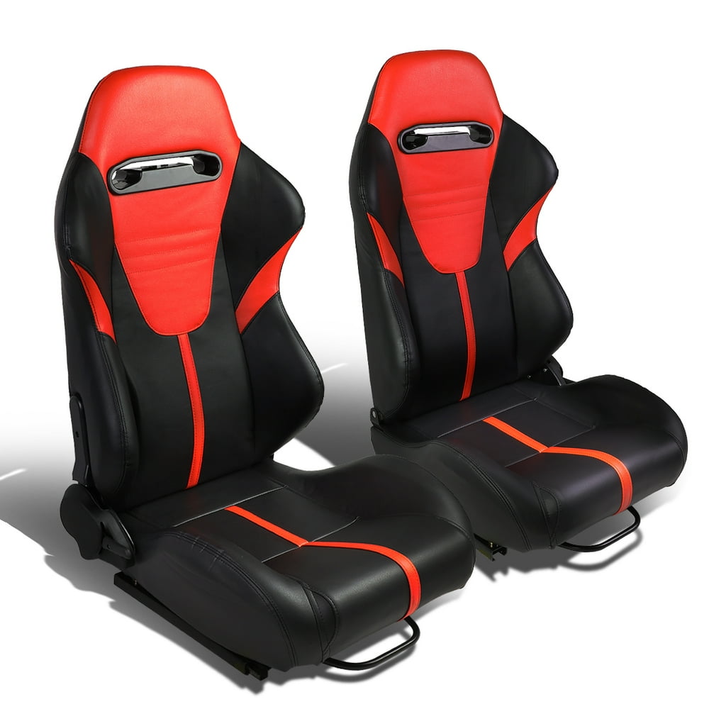 Set of 2 TypeR PVC Leather Reclinable Racing Seats w
