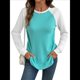 thumbnail image 3 of Tops Casuales de Punto Gofre con Cuello Redondo y Larga con Bloques de Color para Mujer Azul XL, 3 of 9