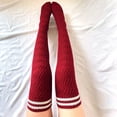 thumbnail image 3 of hirigin Women's Striped Thigh High Socks, Winter Warm Cable Knit Stockings Extra Long Socks, 3 of 4