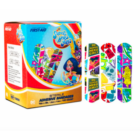 DC Super Hero Girls Bandages 3/4 x 3 inch, Box/100 (2Pack)