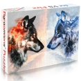 thumbnail image 2 of Puzzle Bgraamiens Ice VS Fire, 1000 piezas, Fantasy Wolf Art, 2 of 7