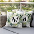 thumbnail image 4 of Letter M Pillow Covers 2 Pack Alphabet Green Eucalyptus Leaves Plant Simple Pillowcase Waterproof Outdoor Throw Pillow Cover for Patio Garden Square Cushion 26”x26”, 4 of 9