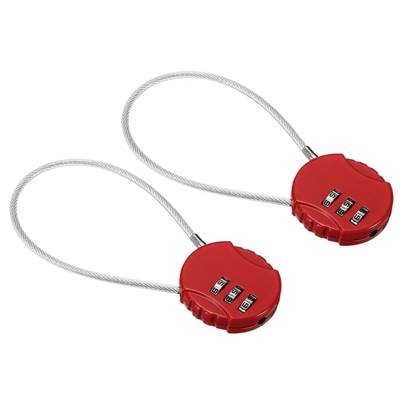 Uxcell Small Combination Lock 7.8 Inch, 2 Pack 3 Digit Padlock for Gym Locker, Red