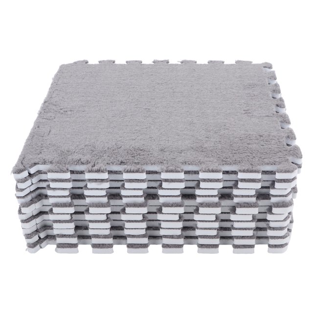 10 alfombrillas de espuma de felpa para el suelo, suaves, gruesas, con juntas divididas y entrelazadas, para el suelo de la habitación, color gris