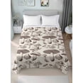 thumbnail image 2 of Twin Size Flat Sheet Only, Mushroom Soft Brushed Microfiber Bed Sheets, Farmhouse Retro Khaki Mushroom Hotel Quality Breathable Bedding Top Sheet, Easy Care, 66"x96", 2 of 9
